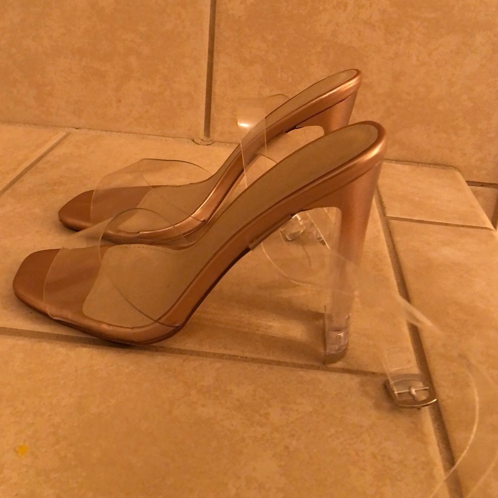 Clear strappy heels